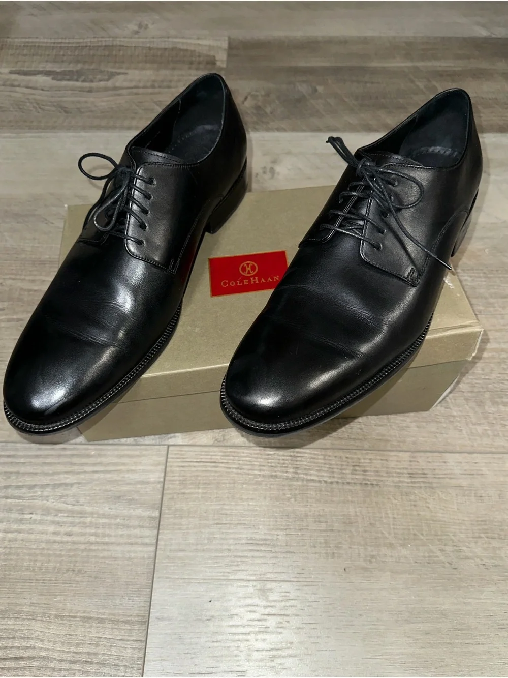 Cole Haan Black Leather Derby Dress Shoes